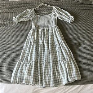 Carly Jean Los Angeles Gingham Puff-Sleeve midi dress